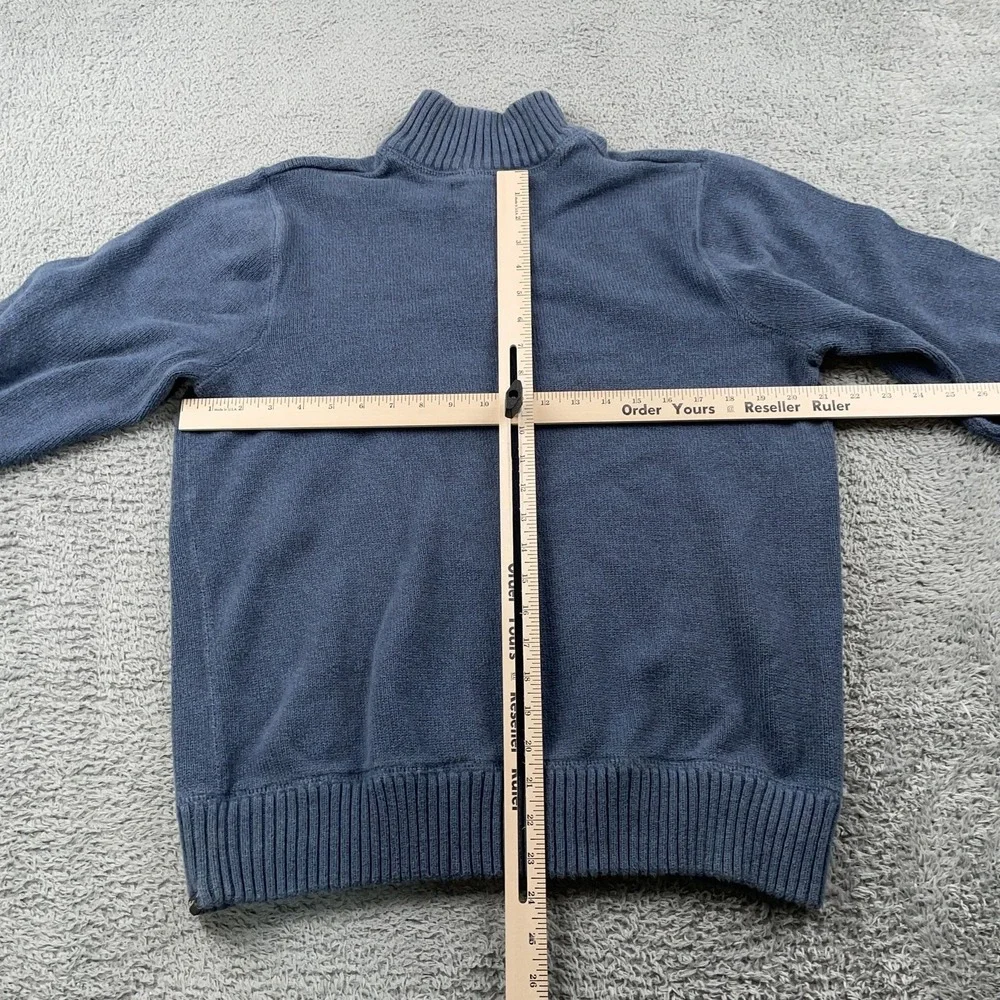 Eddie Bauer Sweater Mens Large Blue 1/4 Zip Mock Neck Cotton Knit Pullover - Picture 4 of 10